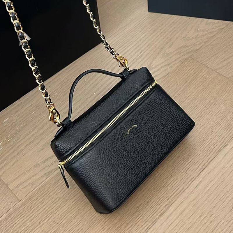 Designer Top Handle Handbags 26A Grained Pebbled Leather Vanity Box Handbag Chain Crossbody Bags Totes Mini Makeup Purse
