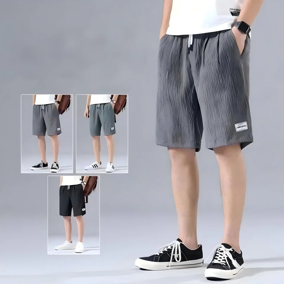 Ice Silk Shorts Mens Thin Sports Cropped Pants Loose Straight Leg Cool Breathable Fashion Trend Casual XLXXXL 260713BANJIA