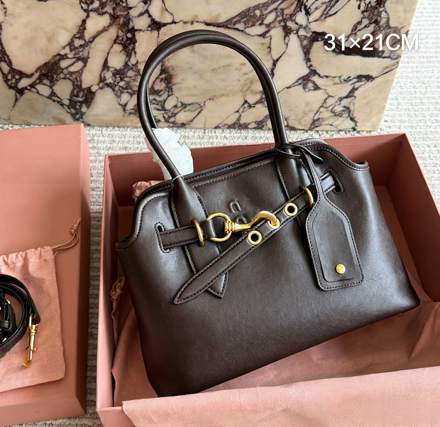 Vintage Archive 2009 Genuine Cow Leather Top Handle Tote Bag Designer Bag Luxury Gold Horsebit Hardware Women Handbag Crossbody