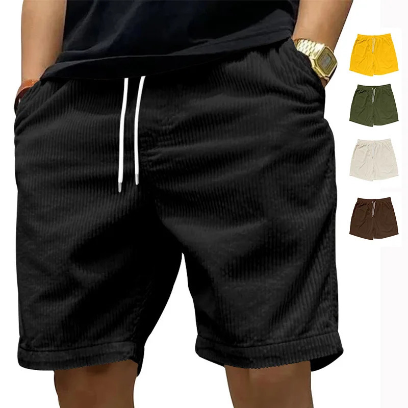 2026 Summer Men Corduroy Shorts Casual Lightweight Loose fit Mens Beach Board Short Pants Trousers 260713BANJIA