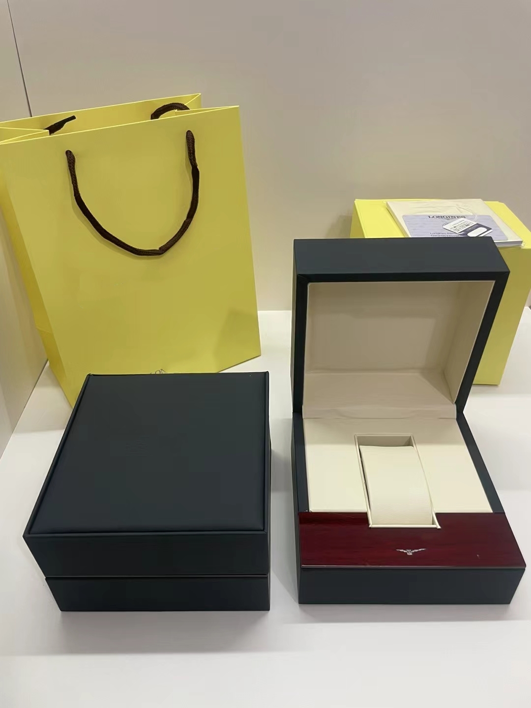 Top Quality Boxes LONGINity Original Box Accessories wholesale montre Watches Booklet Card Tags and Papers In English Swiss Watches Boxes Many are t