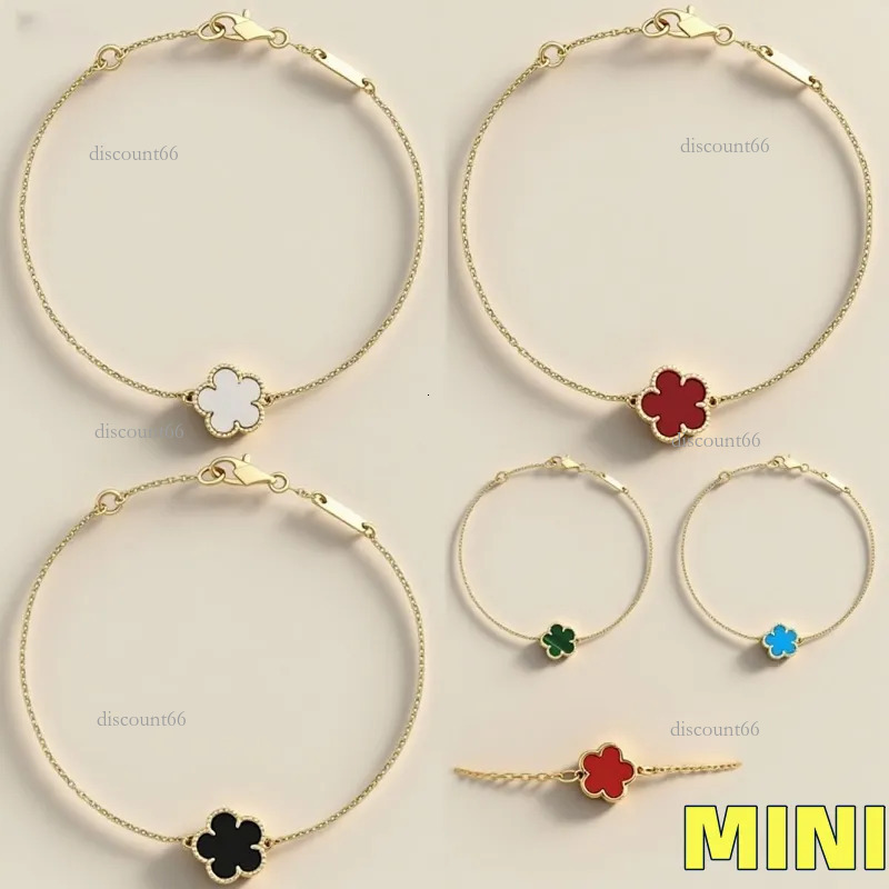 bracelet à breloques trèfle unique pour femmes, mini fleur 9mm, mignon, décontracté, tenue quotidienne, bijoux en acier inoxydable, bracelets de