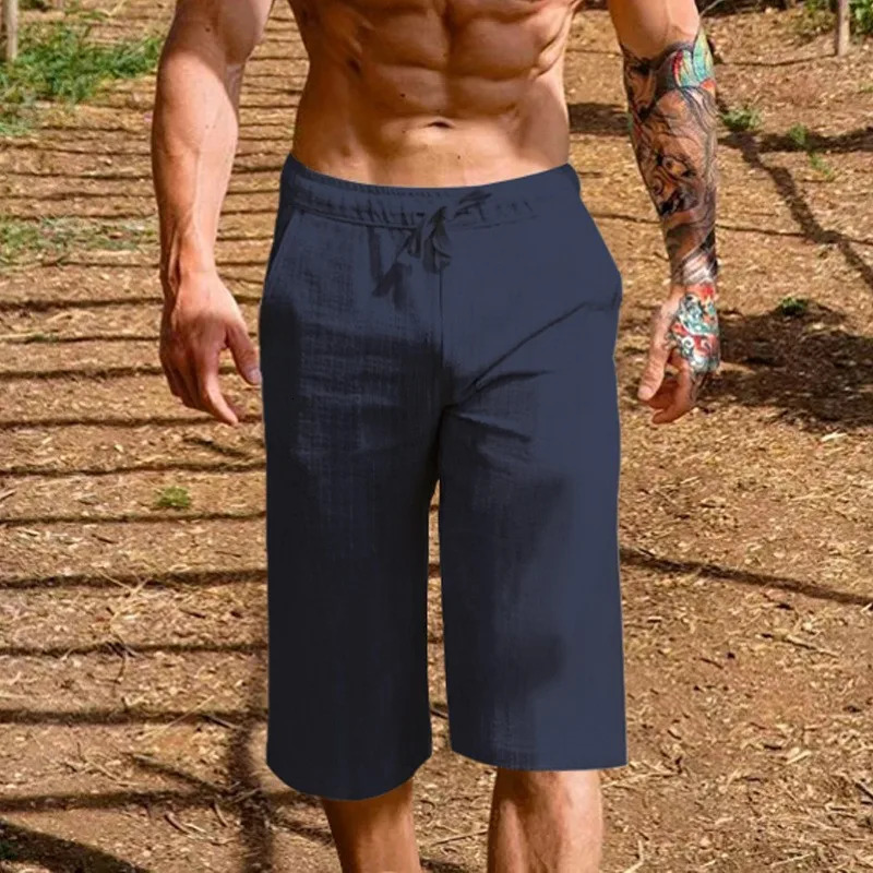 Summer Mens Cotton Linen Shorts Sports Straight Leg Cool Breathable Fashion Trend Casual Streetwear S3XL y260713BANJIA