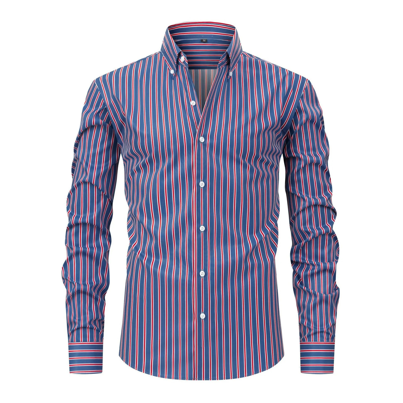 Mens striped shirt slimfit style for casual wear sweatabsorbing moisturewicking elastic soft and comfortable top 260713BANJIA