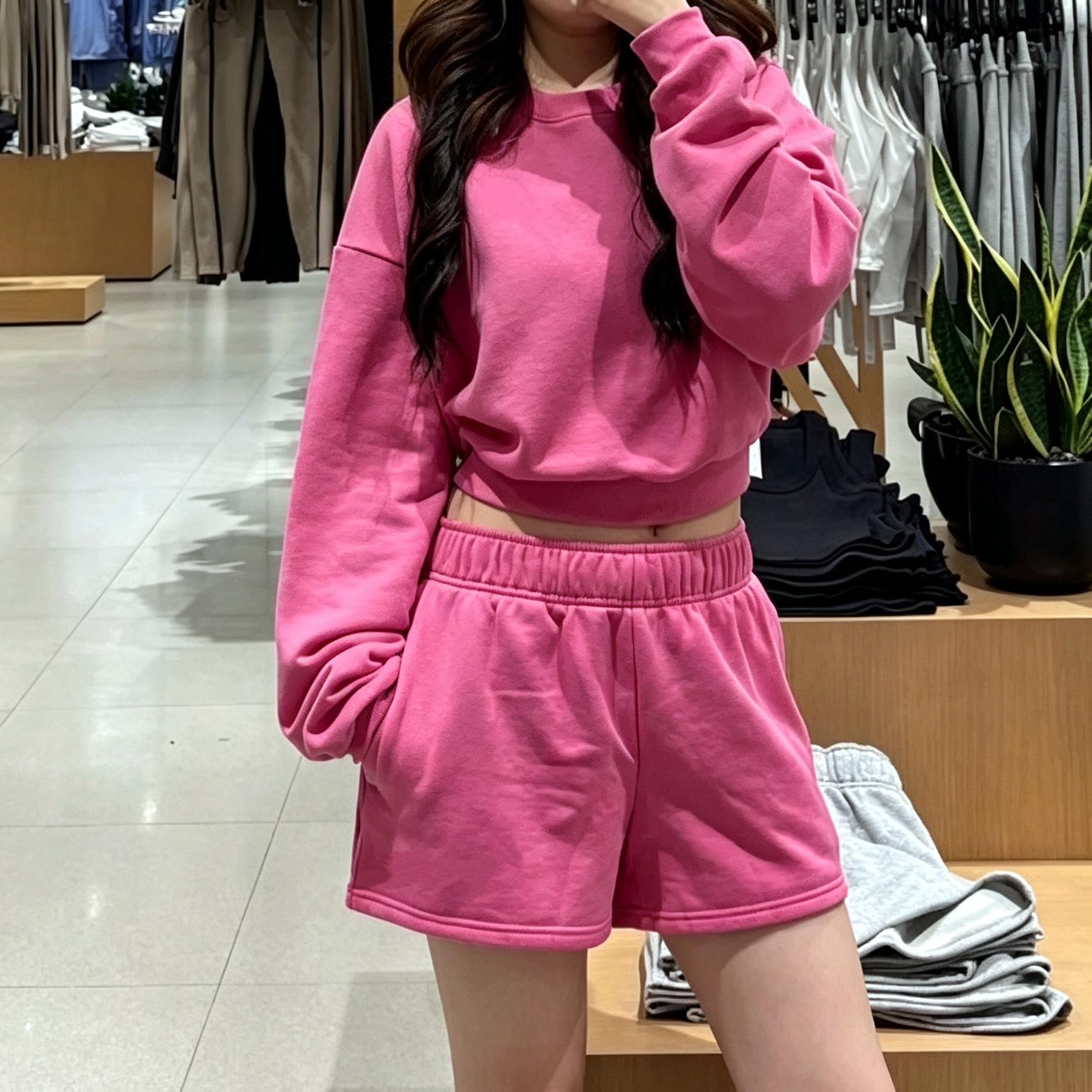 Designer Women's Pink Parade Ensembles de yoga deux pièces en coton Sweat-shirts et shorts courts Tenues Pull à col rond Survêtements Weekend Cit