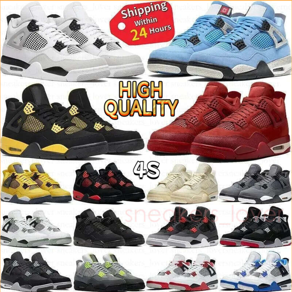 With Box Designer 4s Basketball Shoe 4 Men Women Black Cat Trainer University Blue Lakers Panda Red Cave Stone Militar Sail Thunder Varsit Bred Snea