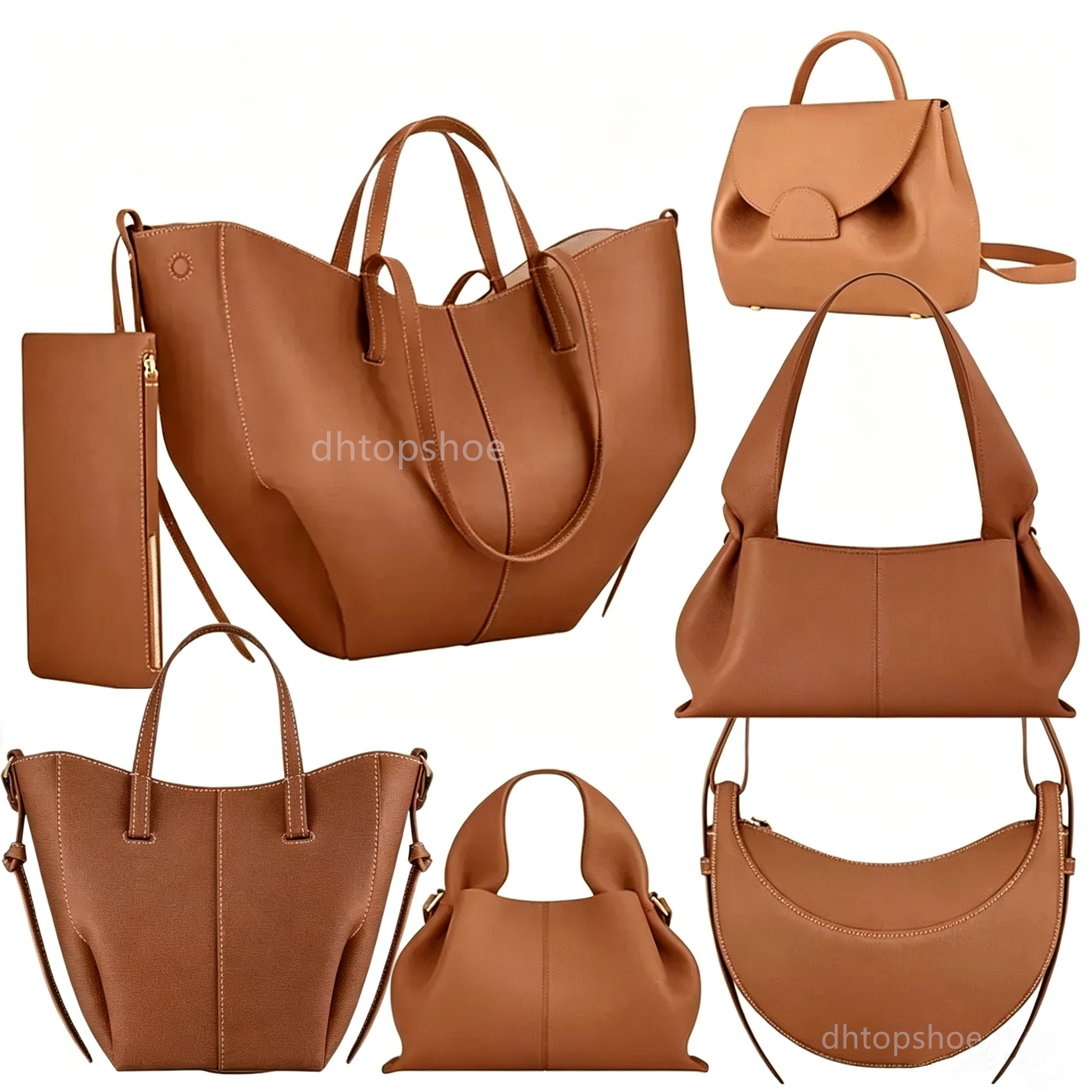 Luxury women leather handbag Designer bag Half Moon Smooth Shoulder Black Tote Underarm Bag Fashion Women Cross Body Bag Mini Purse Textured Leather