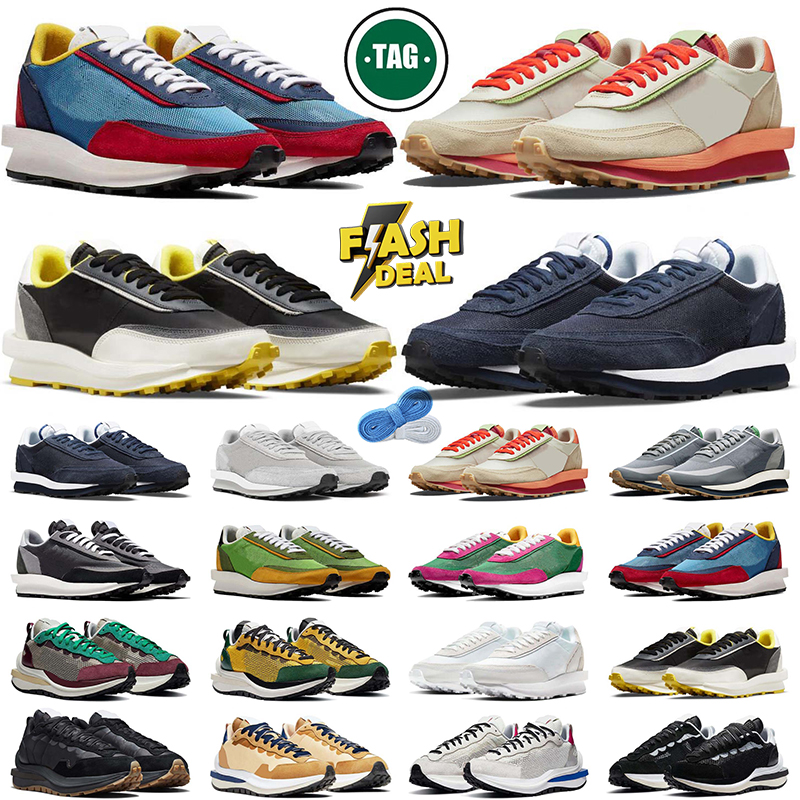 designer shoe Running Shoes SACAI Waffles Sail nylon White Gum Black Bright Citron Fragment Grey Blue Game Royal Leather Suede Dark Iris Court Purpl