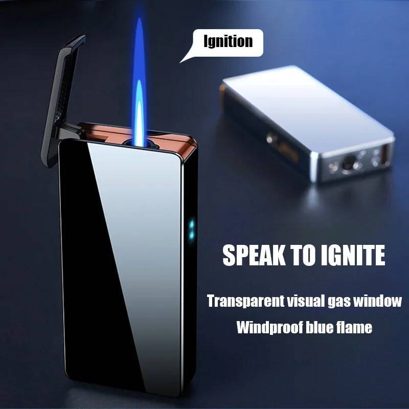 Ntelligent Voice Control Switch Ignition Lighter Gas Electric Integrated USB Inflatable Lighter Smoking Accessories Gift Tool