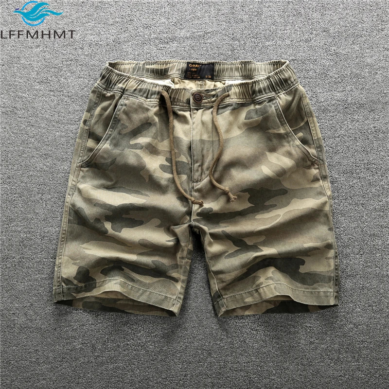 207 Summer Fashion Straight Cargo Shorts Male Sport Casual Half Length Pure Cotton Style Camouflage Mens Work Clothing 260720