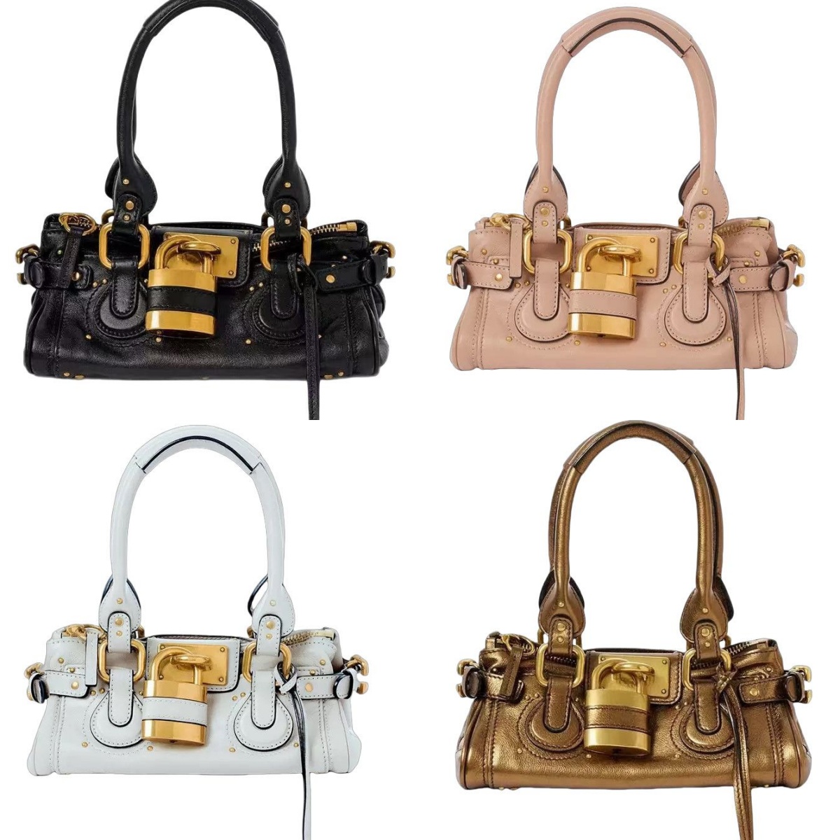 Retro Luxury designer bags Lock Handheld paddington bag women leather shoulder bag classic elegant handbag trendy black white brown sac de luxe ba12