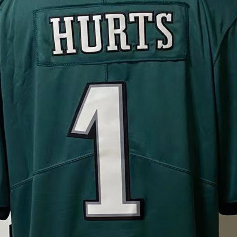 Maillot de football personnalisé cousu en sergé 1 Jalen Hurts 26 Saquon Barkley 6 DeVonta Smith Toutes les tailles S-XXXL pour hommes femmes jeun