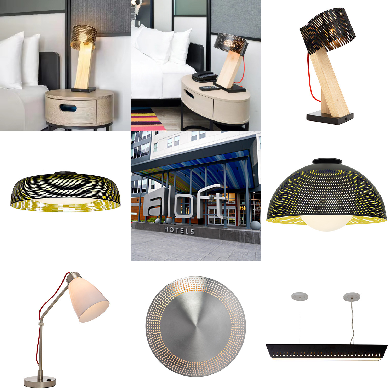 Aloft wall chandelier, table lamp, lobby modern minimalist bedroom bedside hotel room lighting fixture