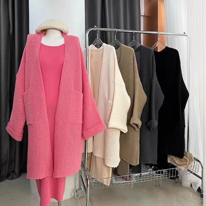 Cardigan tricoté en vrac femmes automne hiver Streetwear printemps élégant Long vêtements d'extérieur Maxi Y2k pull Long manteau vestes douces 24