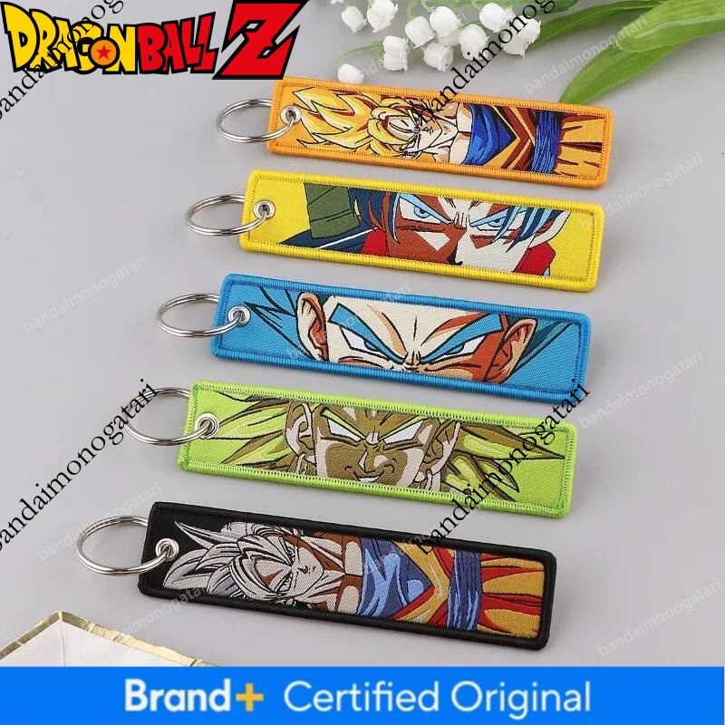 Anime 1Pcs Dragon Ball Z Embroidered Keychain Tags Son Goku Vegeta Broly Jet Tag Keyring for Car Keys Backpack Accessories 4df9