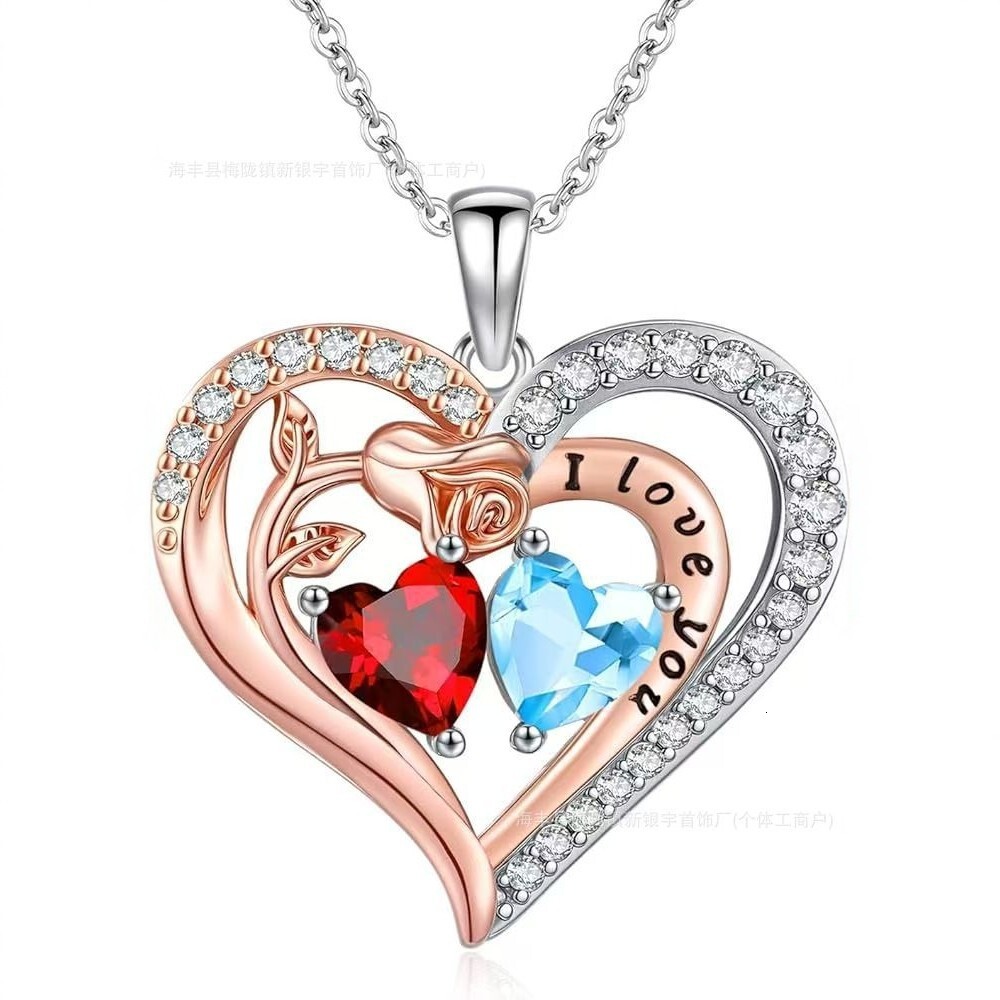 fashion S925 sterling silver heart-shaped necklace for women, rose gold heart pendant collarbone chain, light luxury high-end gift