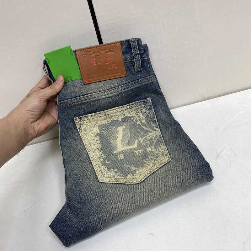 Men's Jeans designer Autumn and winter new high-quality men fashion slim straight leg jeans with heavy craftsmanship washed denim jeans luxury