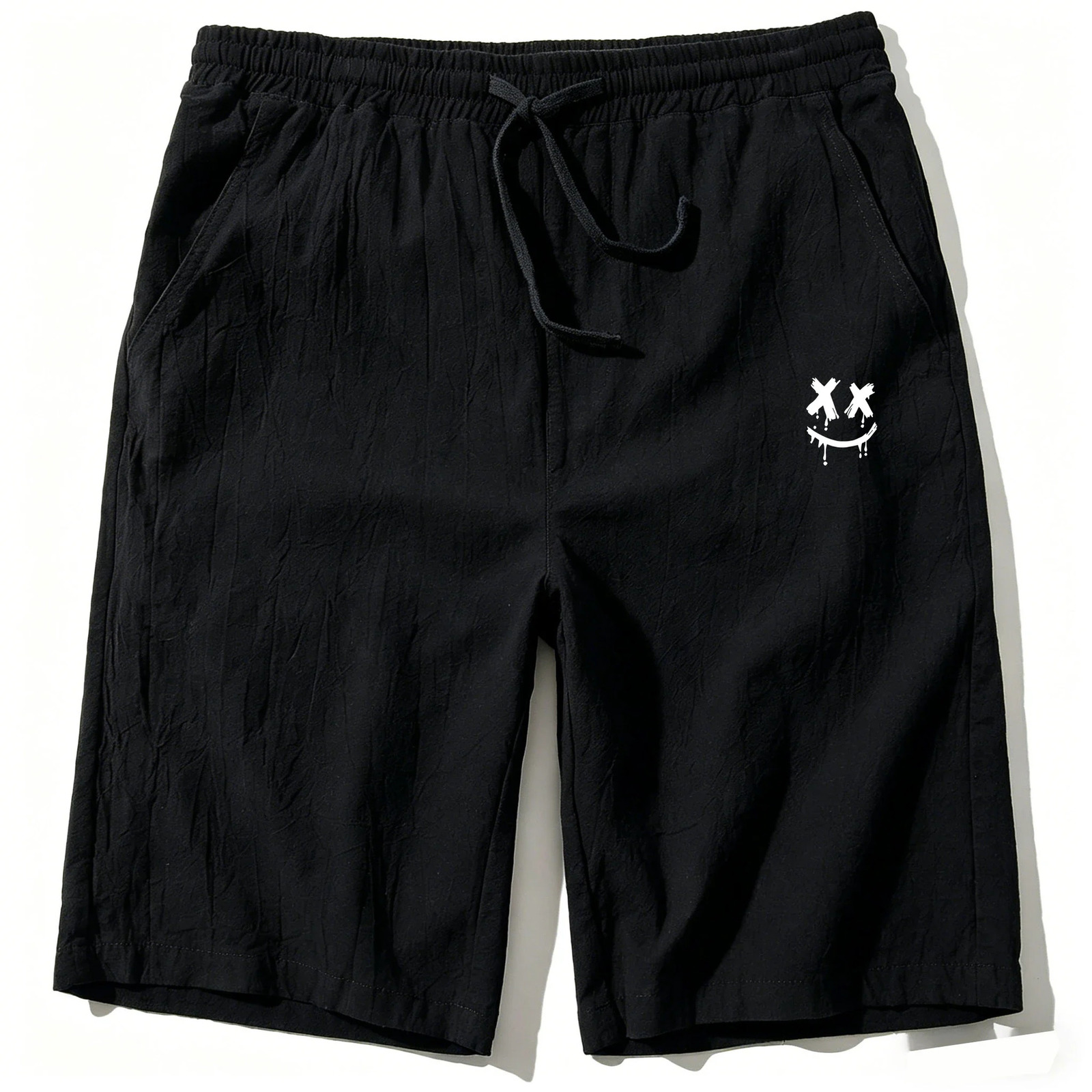 2026 Men Cotton Linen Shorts Summer Lightweight Breathable Casual Beach Style Basic Solid Color Sweatpants Elastic Waist 260713BANJIA
