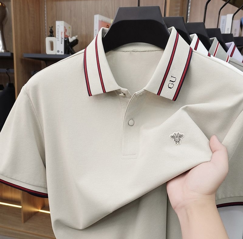 Men's fashionable and high-end business Polo shirt, with a strong design sense. Summer luxurious letter-stitched short-sleeved Polo T-shirt, av