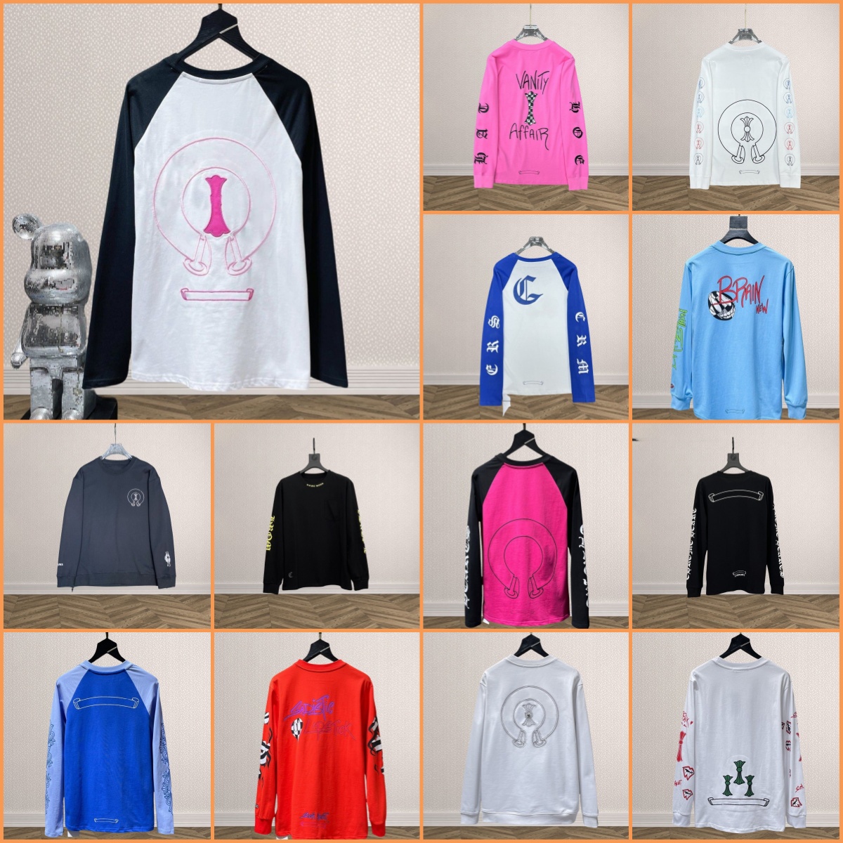 Designer Men's Long Sleeve Tshirts Tee Graphic Chrome Street Shirt Luxe Pure Cotton Short Sleeve Casual Womens Mens Tshirt