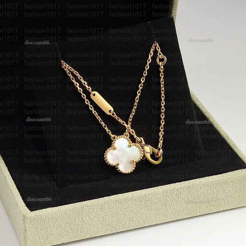 Designer pour trèfle plaqué or 18 carats en acier inoxydable de perle diamant Agate fleur pendentif collier femmes mode bijoux cadeau