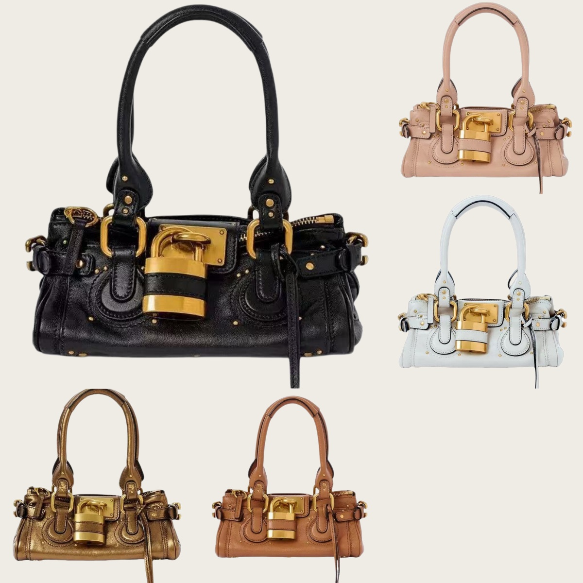 Classic designer bags paddington bag women Luxury designer bags leather shoulder bag stylish fashion handbag trendy black white brown Retro Lock Han