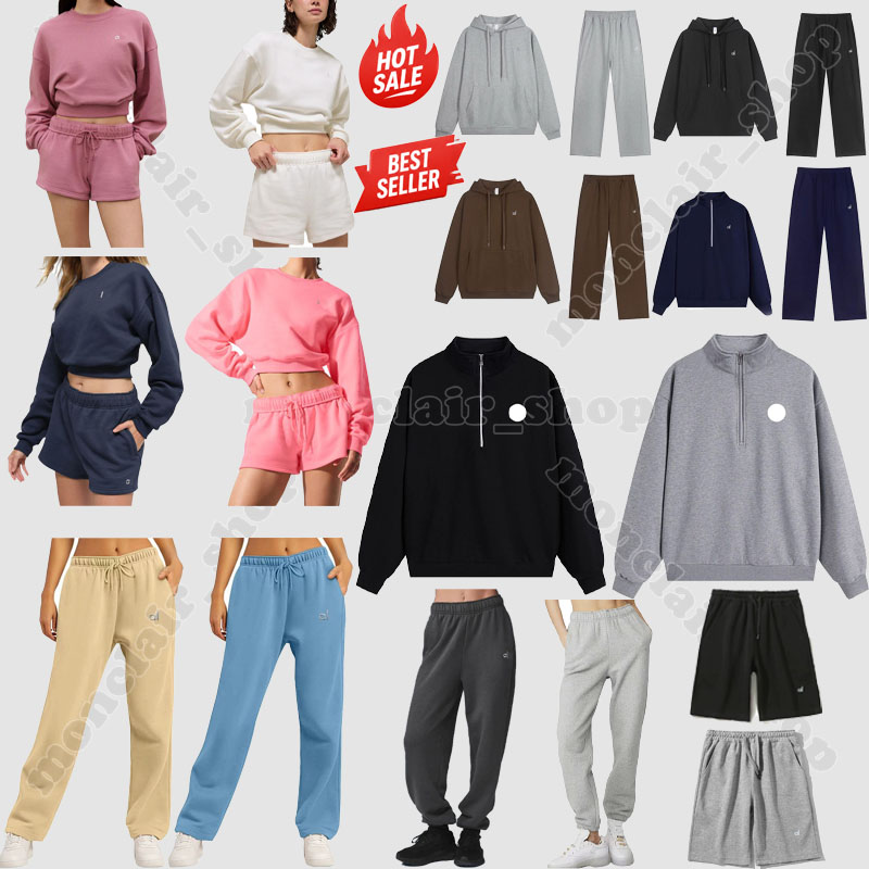 aloosets women clothes sets men set Quarter Zip Sweatshirt Half Zip Stand Collar Designer Relaxed Oversized Long Sleeve Loungewear Sports Fitness ..