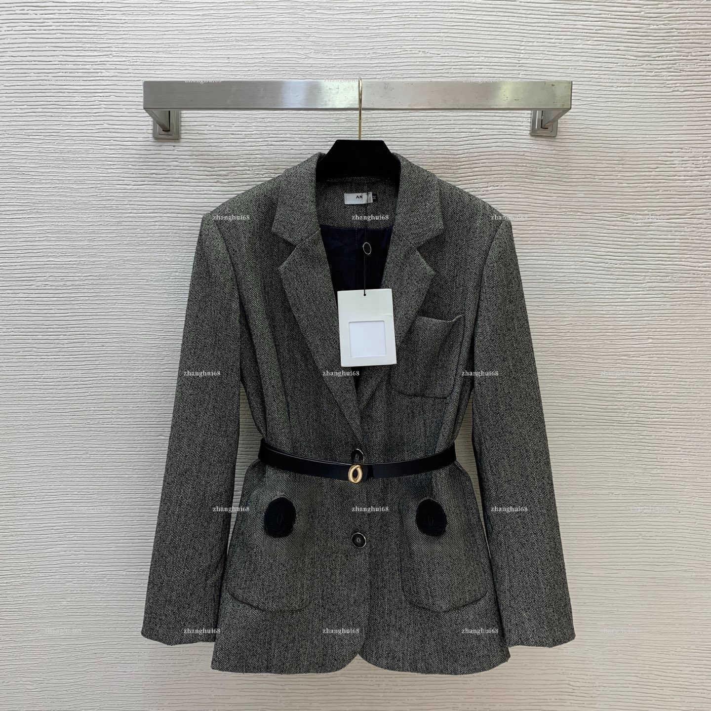 Fashion paris suit women designer clothes womens suit pair dark patterned jacquard long sleeved lapel waistband suit jacket A526X11N293