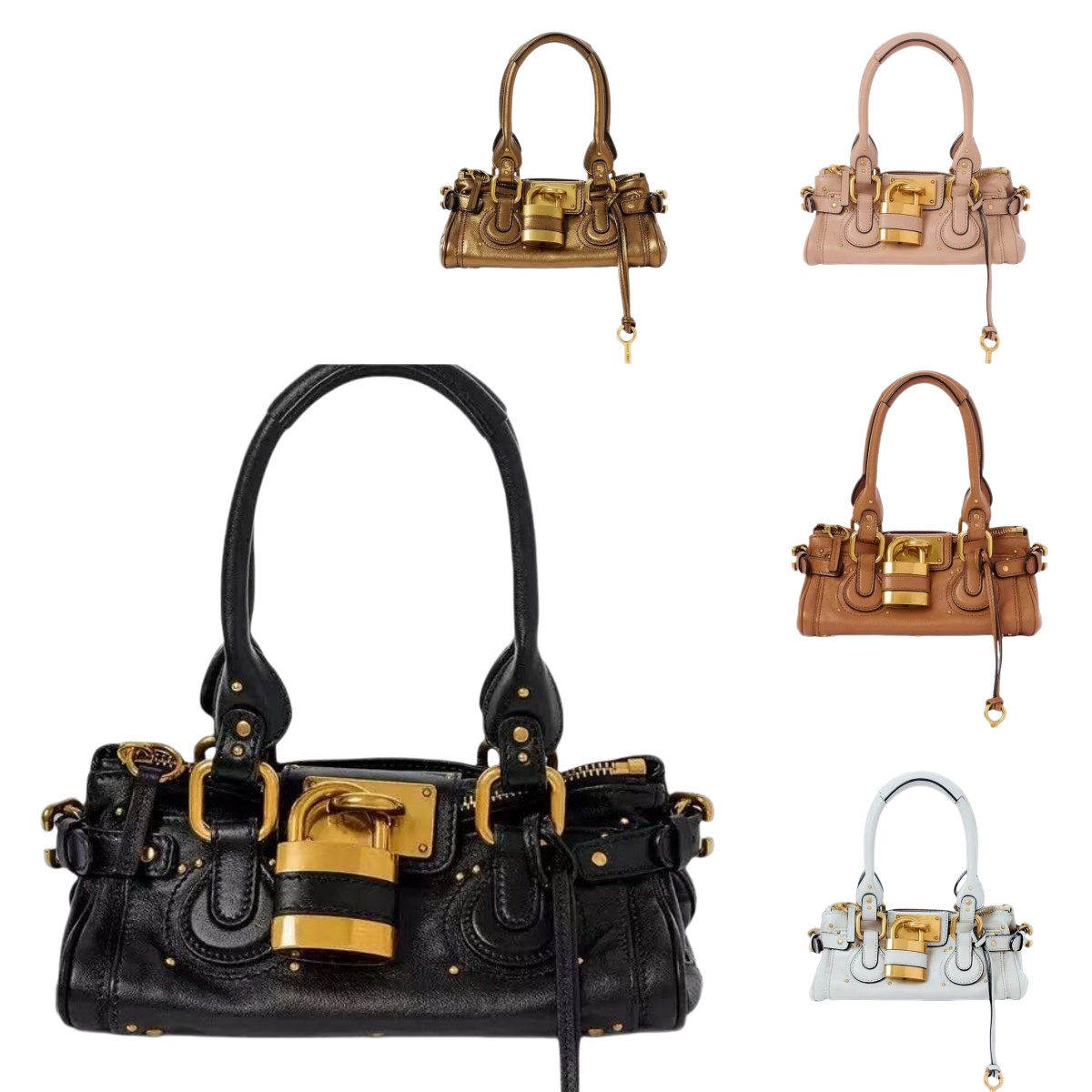 paddington bag women Luxury designer bags leather shoulder bag classic fashion handbag Retro Lock Handheld trendy black white brown xb1220