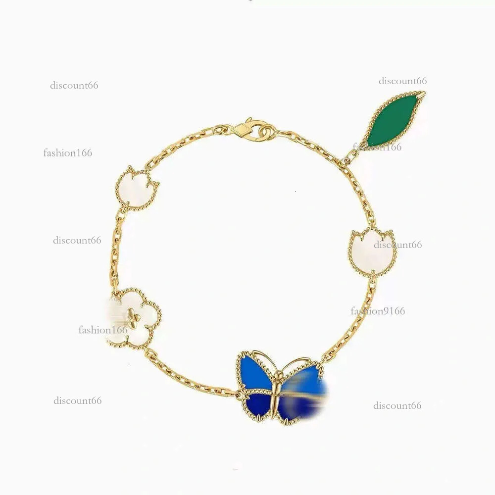 2026 New Fashion Lucky Clover Exquisite Blue Butterfly Bracelet for Women