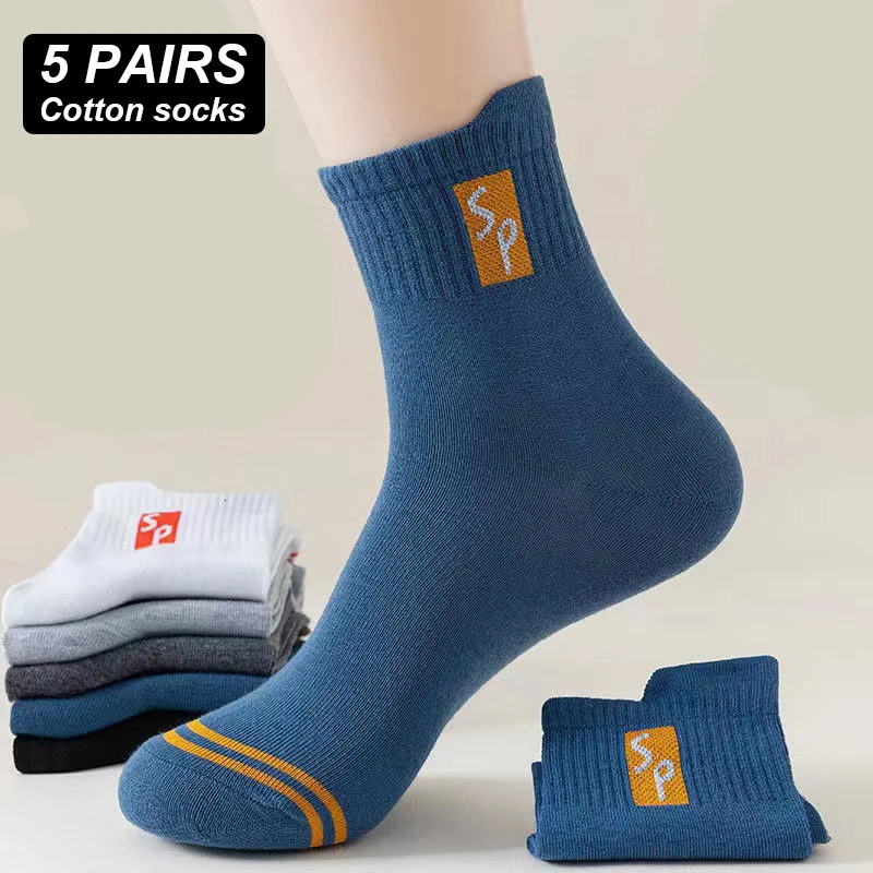 5Pair Mens Sports Socks Cotton High Quality Casual Business Walk Spring Autumn Fashion For Men Size EU3845 260713BANJIA