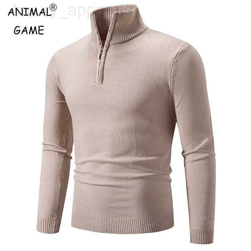 New Mens Half Zipper Pullovers Winter Warm Stand Collar Turtleneck Cotton Knitted Sweater Men Solid Color Sweatwear Z250621