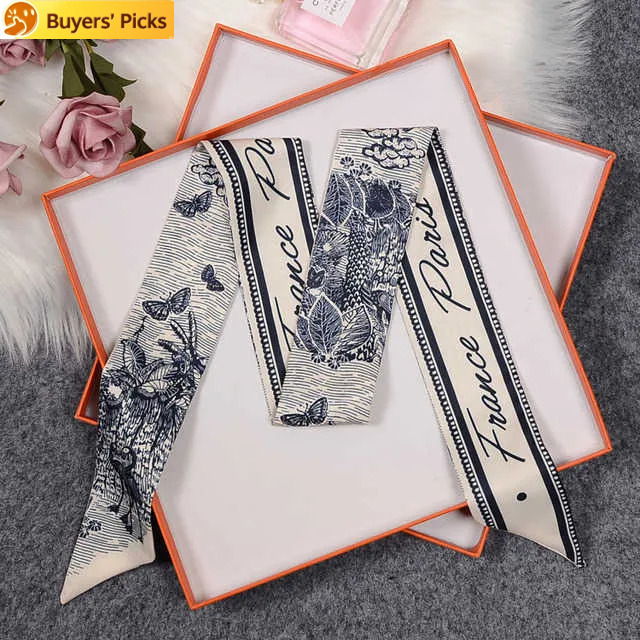 10 couleurs designer foulard en soie lettre impression bandeau floral foulards pour femmes mode sacs à long manche foulards VTWM