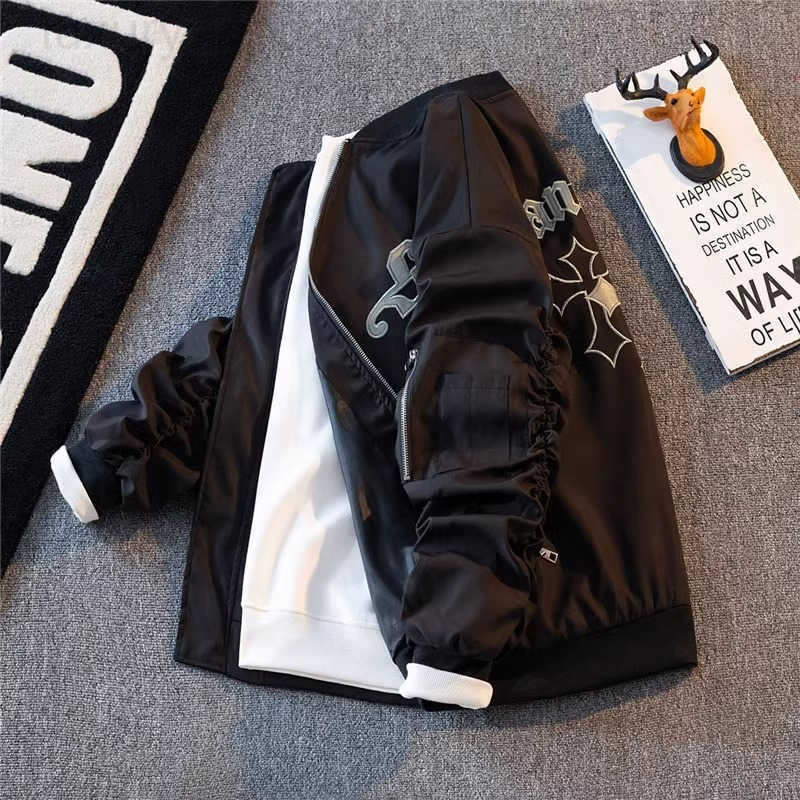Luxury Brand Designer Clothes American Retro Cross-Embroidered Jacket For Men Loose Casual Coat Spring And Autumn Baseball Jacket Custom Design Jk79