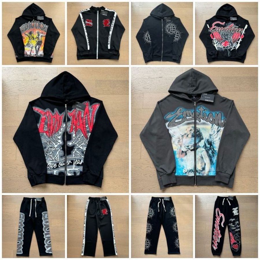 MIXED EMOTION men hoodie rhinestone y2k hoodie designer hoodies graphic hoodie high quality fashion streetwear mixed emotions hoodie sweatshirt pant