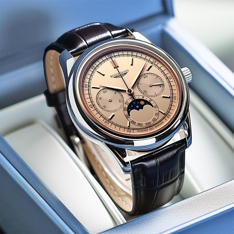 Nouvelle montre d'affaires authentique pour homme avec ceinture décontractée luxueuse et mouvement à quartz.Montre pour hommes.