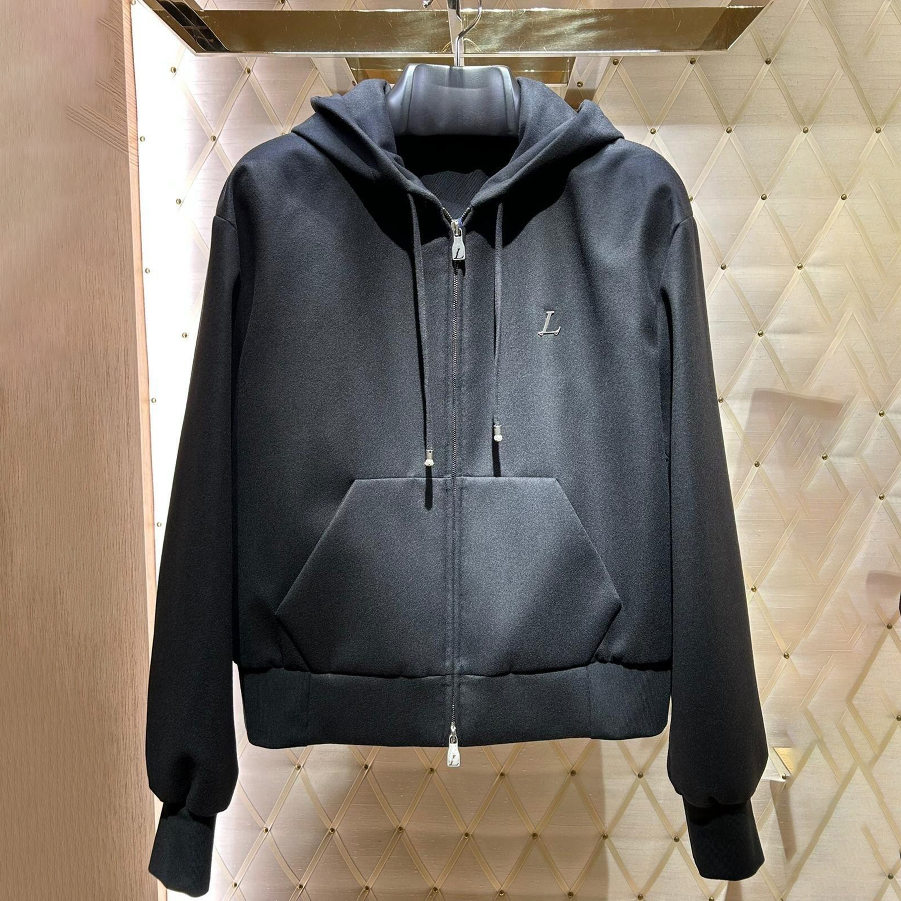 Designer brand high-quality men's hoodie, classic metal logo, wool zipper hooded jacket, fashionable and simple to wear, unisex hoodie jacket