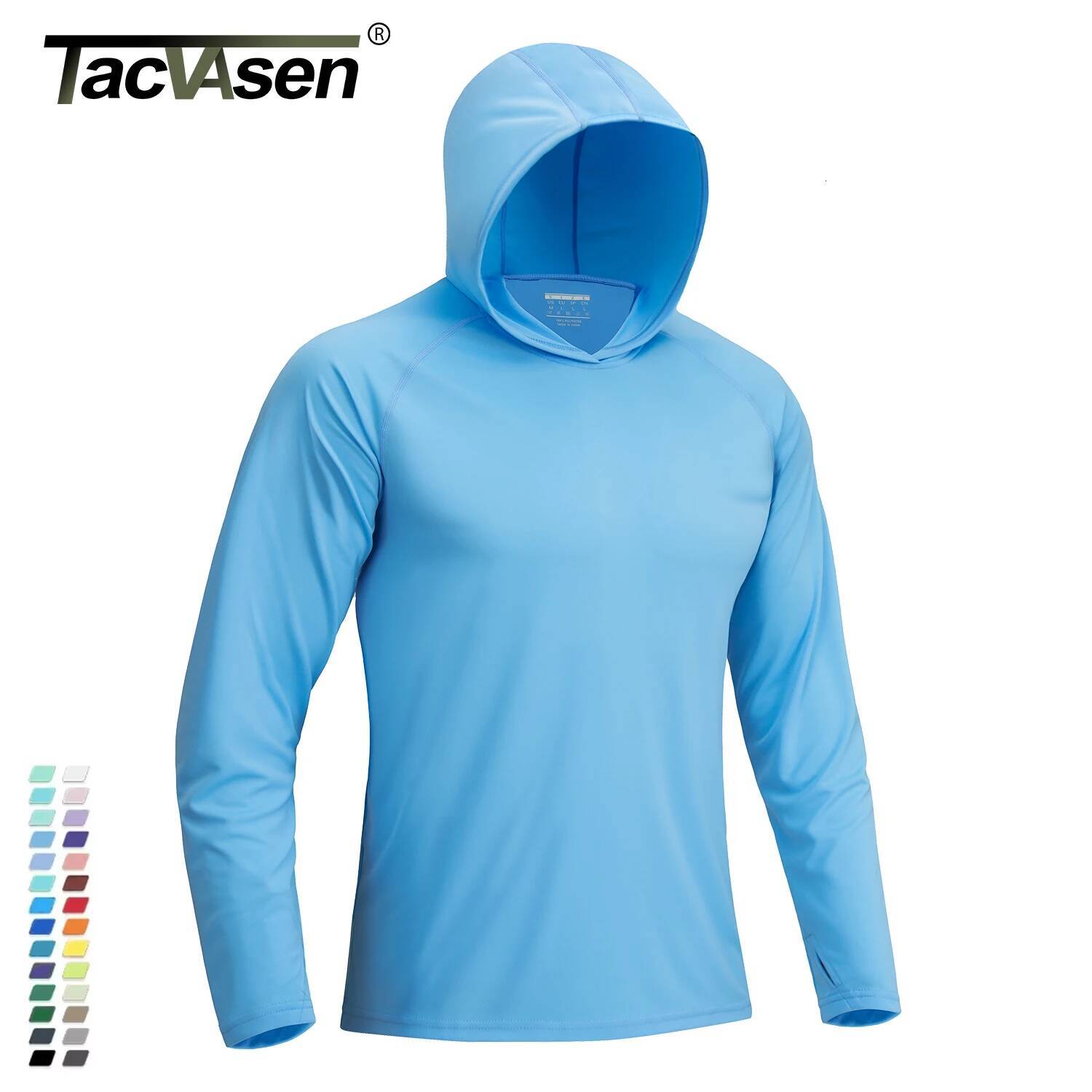 TACVASEN Sun Protection Mens Long Sleeve Hoodie Casual UV Proof Shirts Breathable Lightweight Quick Dry T shirts Swim