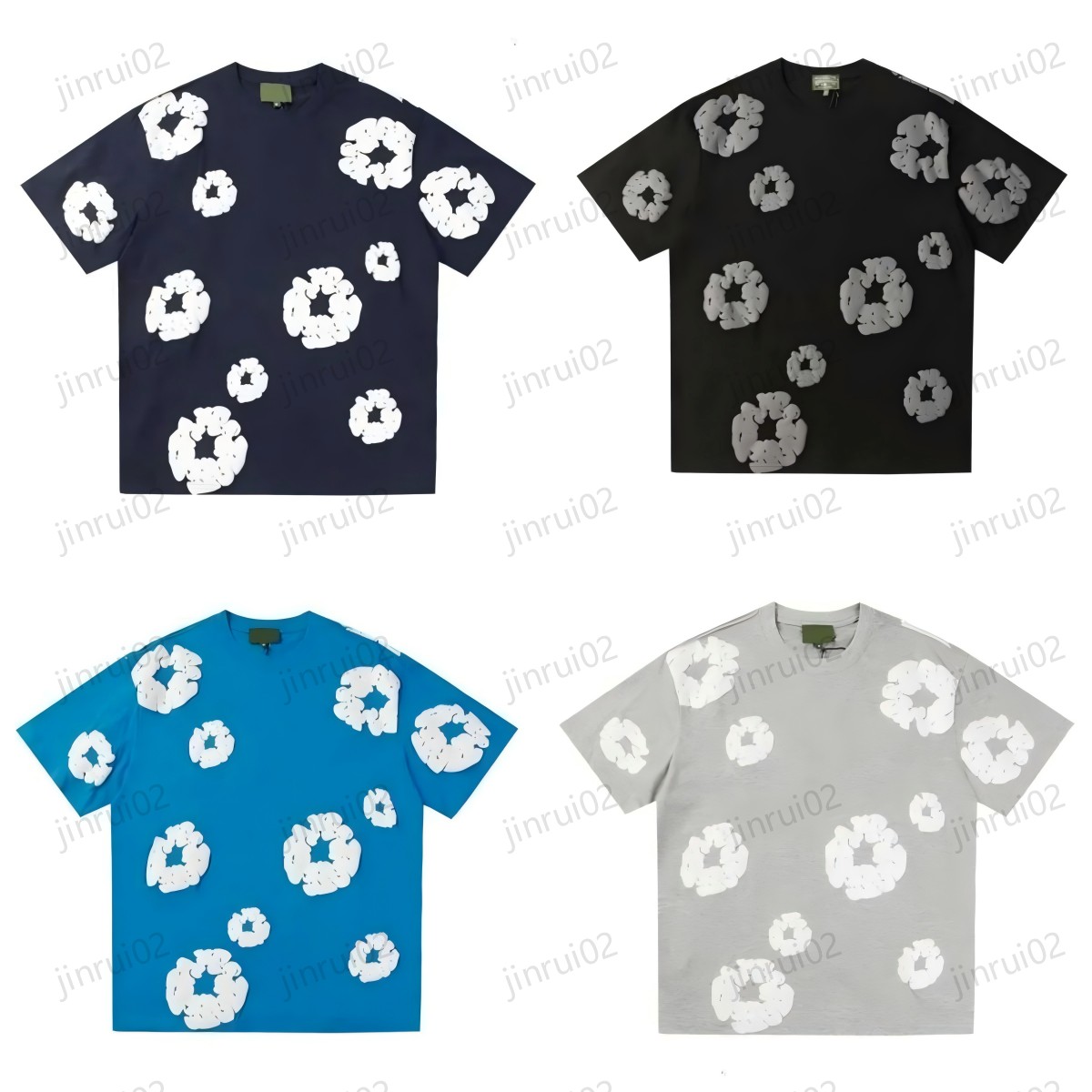 mens designer t shirts tee clothes denim shorts luxury printed foam sports pants baggy trendy foaming puff flower shorts men women cotton wreath tsh