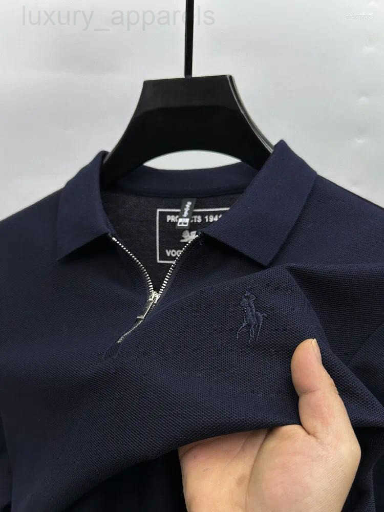 Mens Polos High End Brand Half Zip Polo Shirt Short Sleeve 2026 Summer Breathable Designer Embroidery Casual T-shirt