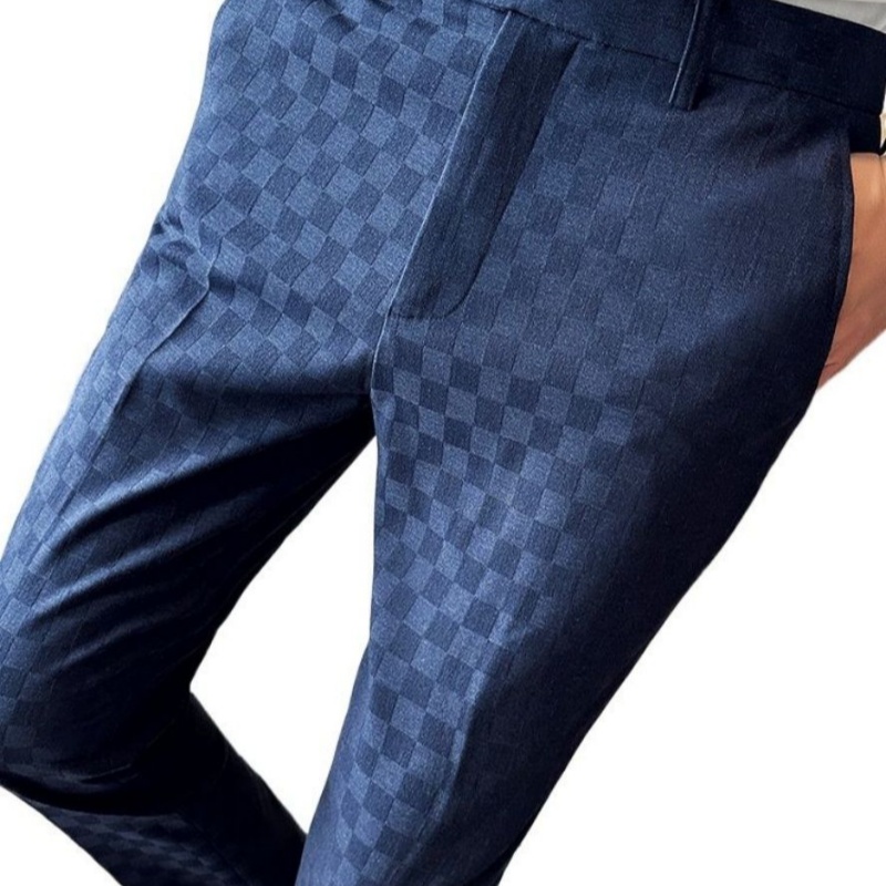 Designer men's pants bar fashion casual plaid suit pants fashion slim fit business social dress formal wedding party men's pants wedding h