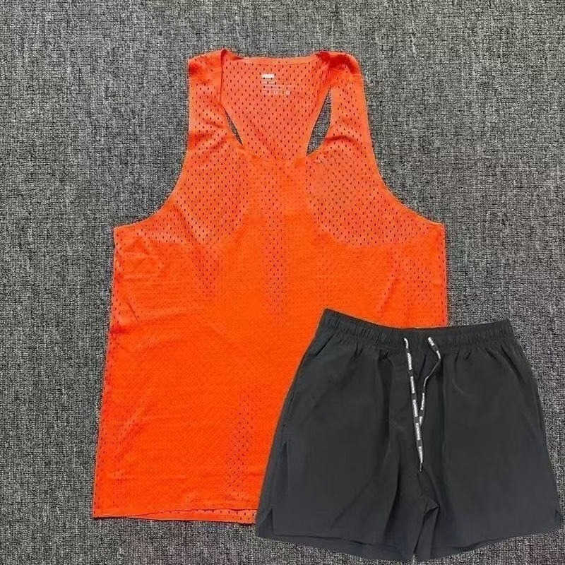 Track and field training set Mens and womens special quick-drying sleeveless sports vests for marathon running with 3-inch shorts inside