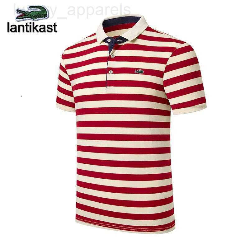 Noble Crocodile Polo Shirt Summer Short Sleeve Striped Turn-down Collar designer hoodie T-shirt Pure Cotton Korean Style Loose Plus Size LANTI KAST