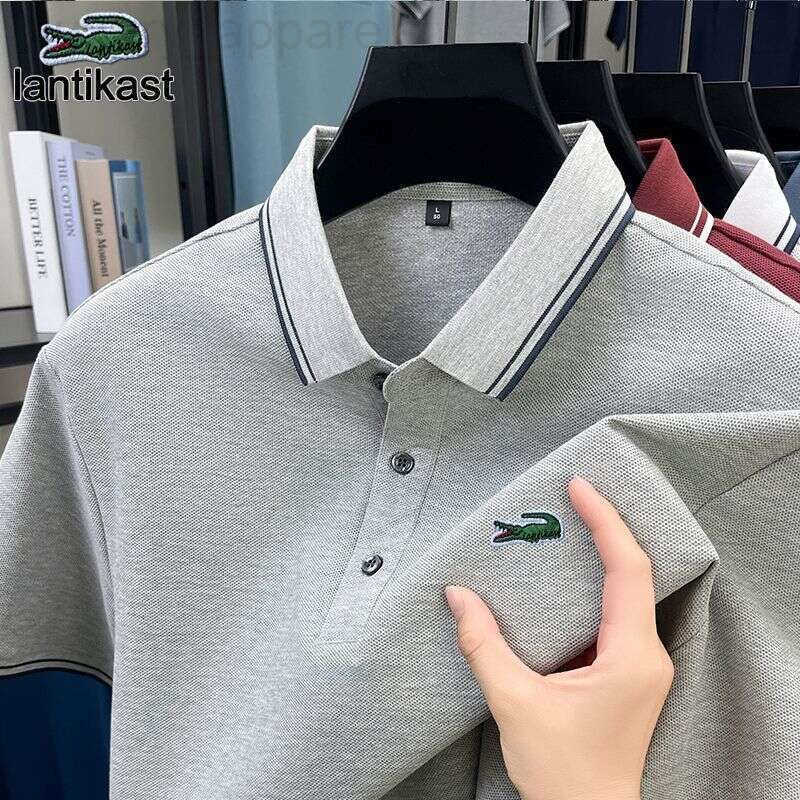 Noble Crocodile Summer New Mens Polo Shirt designer hoodie Short Sleeve LANTI KAST Pure Cotton Turn-Down Collar T-Shirt Solid Color Business Casual