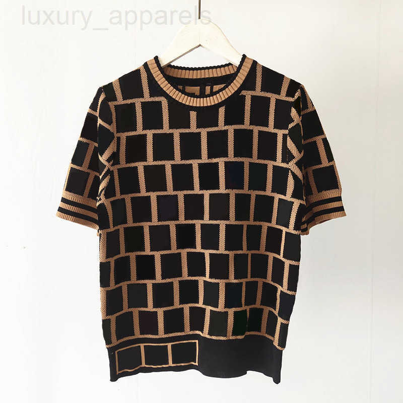 Womens Knits Tops Fashion Classic 3 Colors Letter Pattern Women Knit Tees Summer Short Sleeve Crew Neck Breathable Casual Womens Clothing