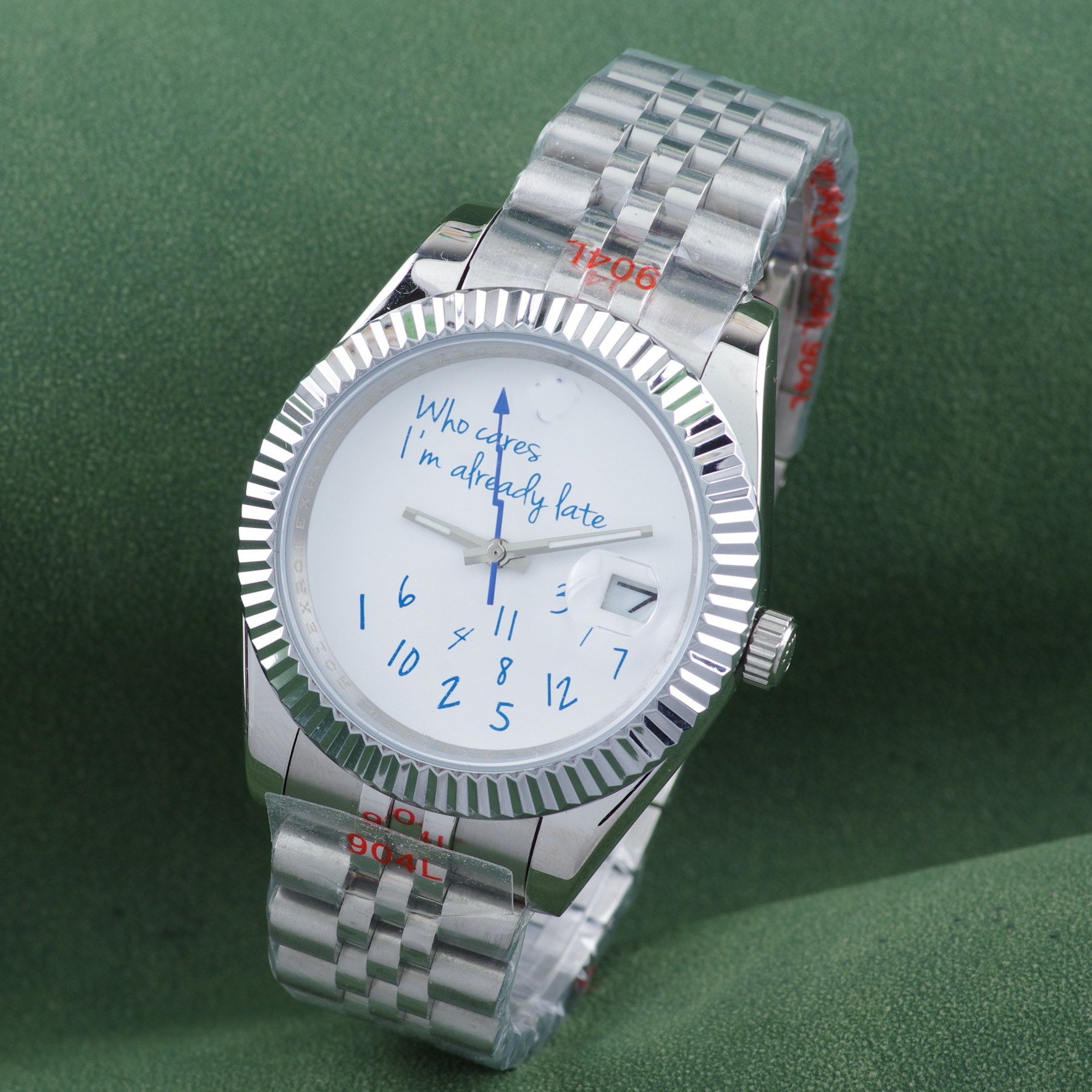 U1 TOP AAA+ Mens Automatic Mechanical Watch Who Cares Im Already Late 904L Stainless Steel Watches Gliding Buckle Sapphire Wristwatches mens watches