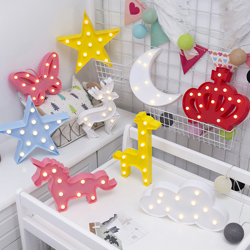 INS Style Unicorn Bulb Colorful Night Light LED Desk Letter Lamp Creative Korean Chi