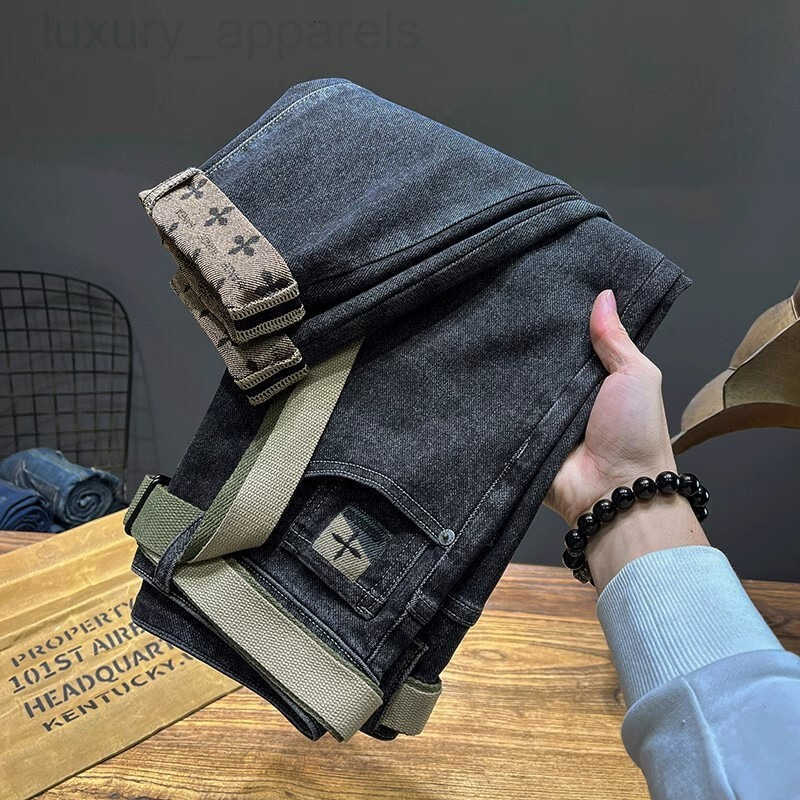 Jeans Autumn Winter New Thickened Warm For Men Stretch Slim Fit Skinny Wear-Resistant Dirty Long Pants Daily Outfit Mens Clothing