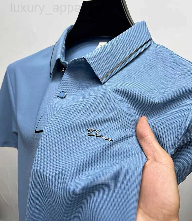 Light brand ice short sleeve POLO shirt 2024 summer new fashion embroidery T-shirt casual silk mens clothing Z250509