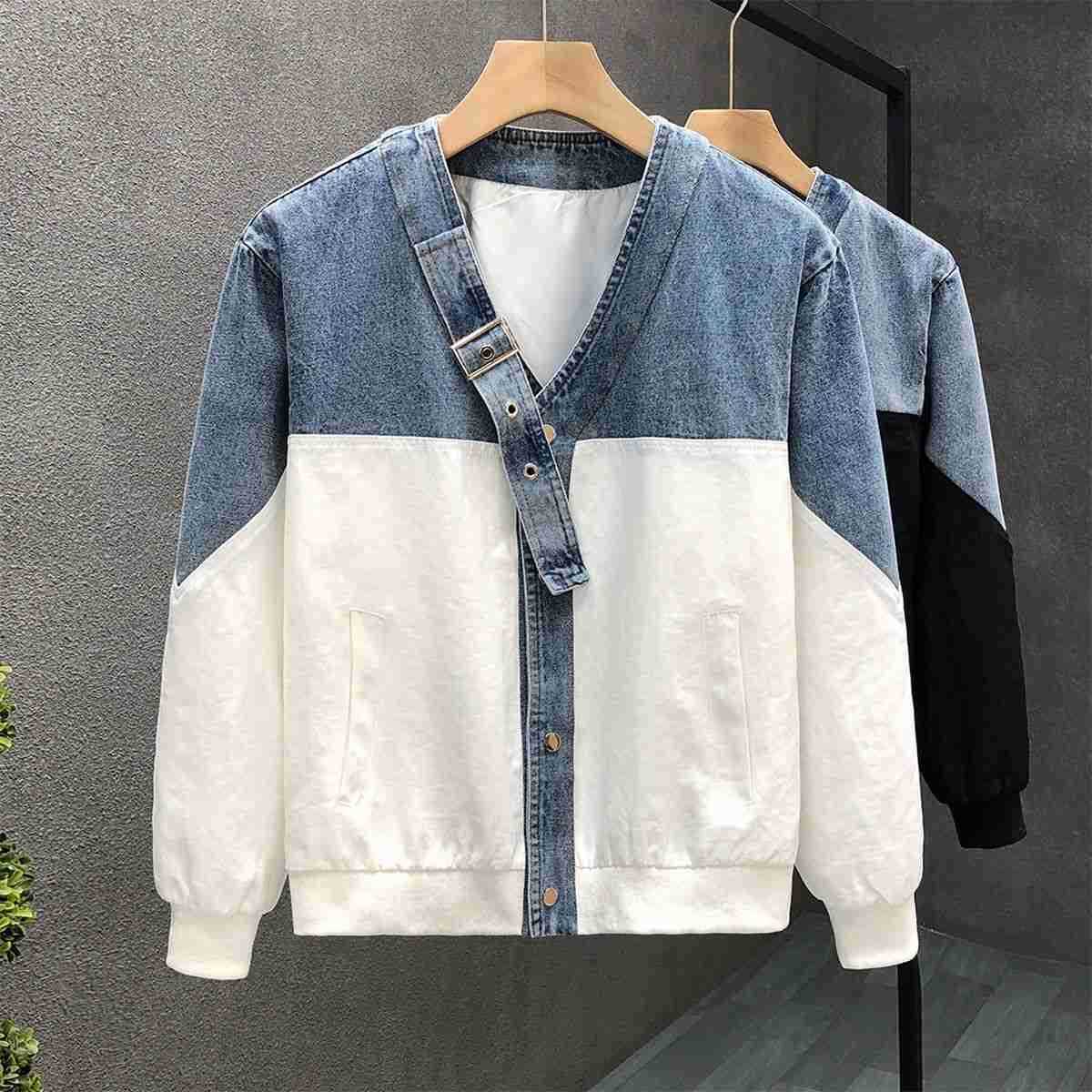Designer Clothes Pishuai Color-Block Denim Youth Slim Fit Jacket 2025 Luxury Brand Autumn Winter New Mens Fashion Trendy Casual Versatile Coat
